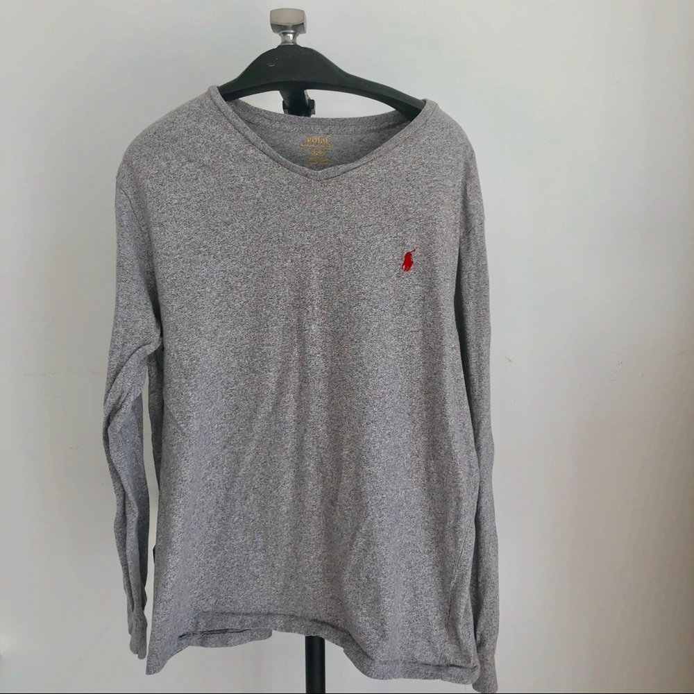 Polo long sleeve T gray, red polo pony Men’s L